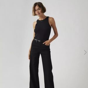 Black Sleeveless Top and Wide-Leg Pants Set